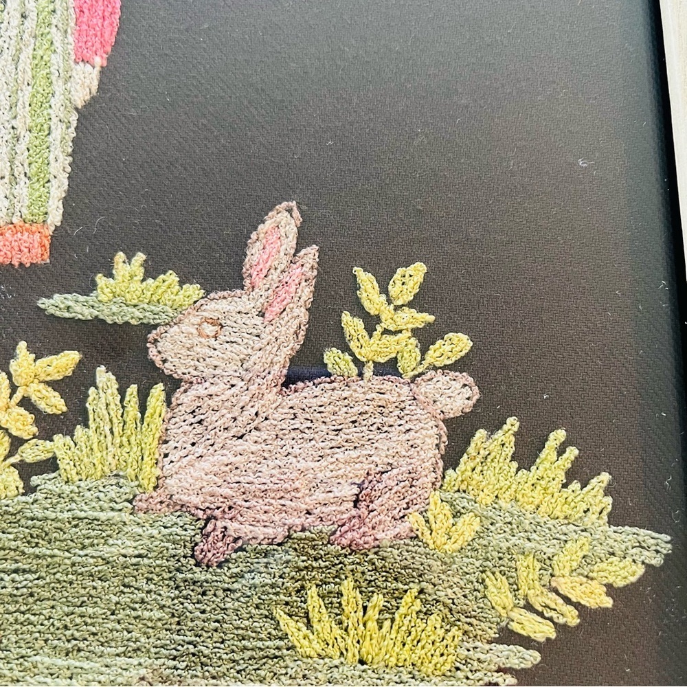 Framed Vintage Embroidery 1976- Little Boy and Girl 15” X 19” - Picture 7 of 16